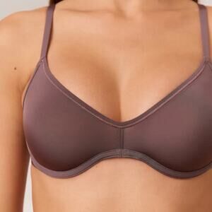 Lounge 36B Barely There Plunge Bra Underwired Brown Lightly Lined Demi Cup